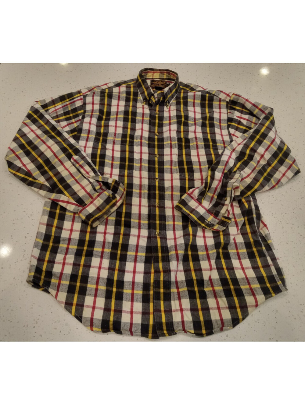 Vintage Eddie Bauer Shirt Mens Large Plaid Long Sleeve Button Up Flannel Red L